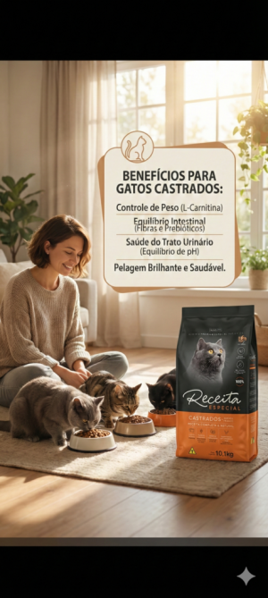 Ração Receita Premium para Gatos Castrados Carne Frango 500g - (Granel)
