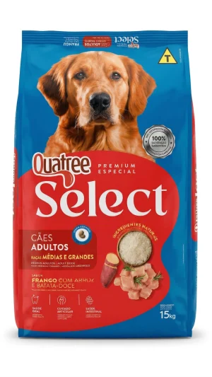 Ração para Cães Adultos Médios e Grandes Quatree Select Frango, Arroz e Bata-Doce 15kg
