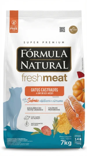 Ração Fórmula Natural Fresh Meat Salmão Gatos Castrados 7kg