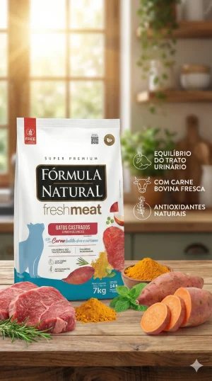 Ração Fórmula Natural Freshmeat Carne Gatos Castrados 7kg