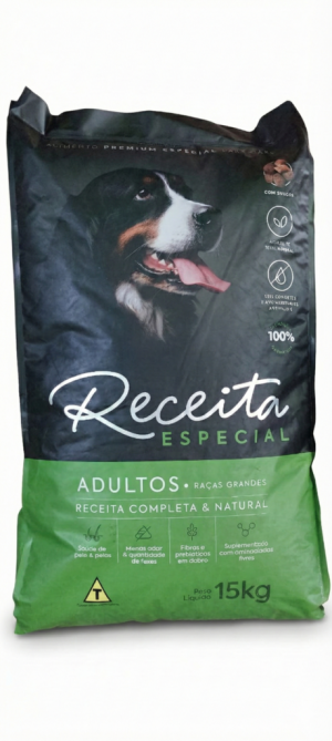 Ração Receita Premium para Cães Adultos Raças Grandes 500g - (Granel)