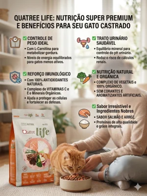 Ração para Gatos Castrados Salmão e Arroz 3kg