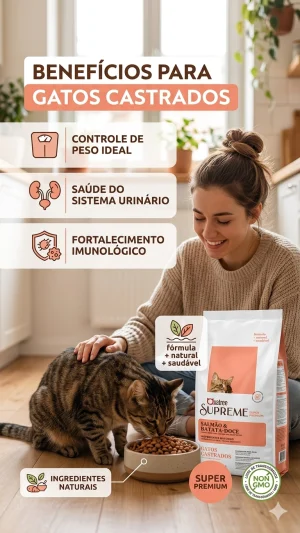 Ração Quatree Supreme Gatos Castrados Salmão e Batata-Doce - 1kg