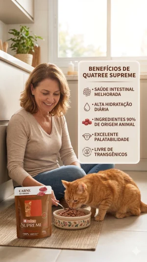 Ração Úmida Quatree Supreme para Gatos Castrados Carne 85g