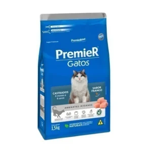 Ração Premier Gatos Castrados Sabor Frango - 1,5kg