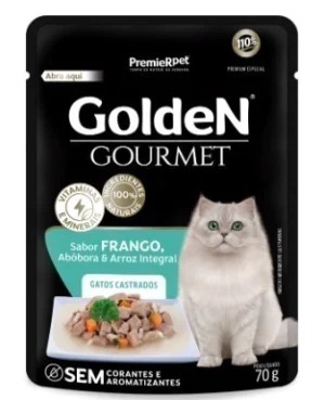 Ração úmida Golden Gourmet Gatos Castrados Frango 70g